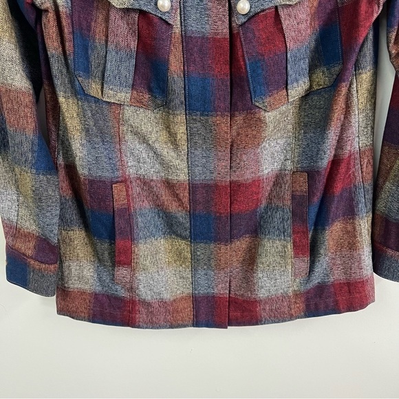 CAbi Style 3555 Collage Plaid Pearl Shacket Jacket - Picture 7 of 16